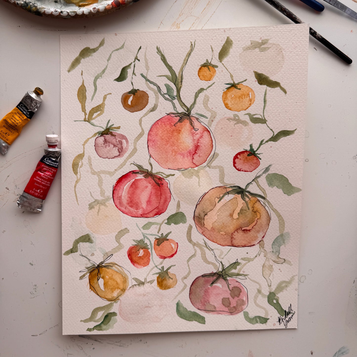 Heirloom Tomato Watercolor Class - Sunday, July 5th - 11 AM - 1 PM