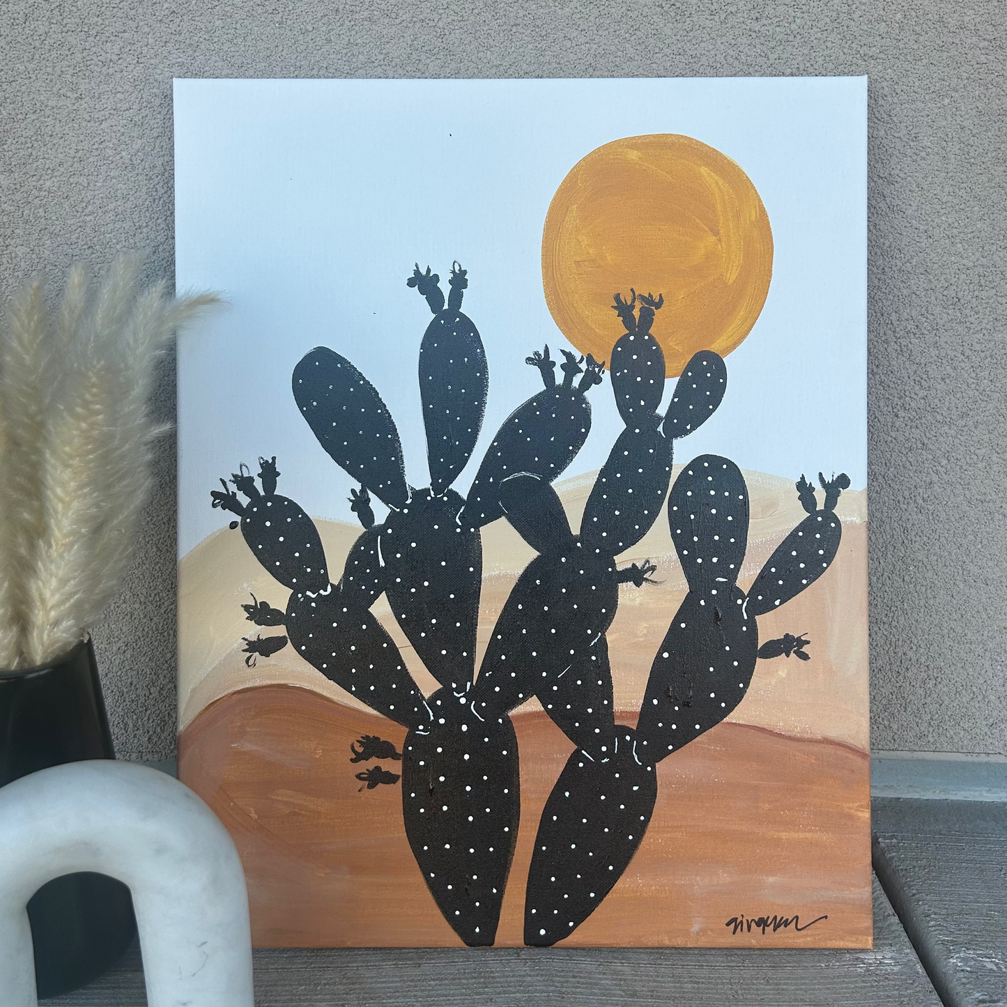 Neutral Prickly Pear Canvas Class - Saturday, August 29th - 2:30-4:30PM