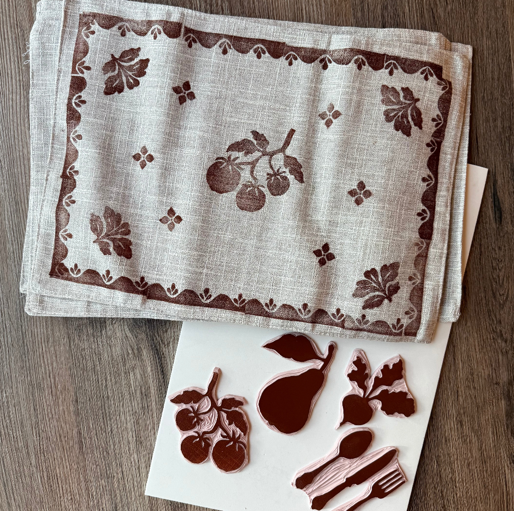 Block Printing + Placemats Class - Thursday November 12th 6-8PM