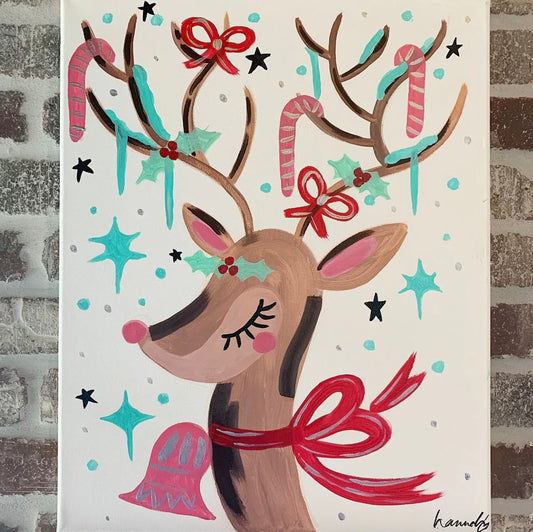 Retro Reindeer Canvas Class - Thursday, December 4th - 6:30-8:30PM