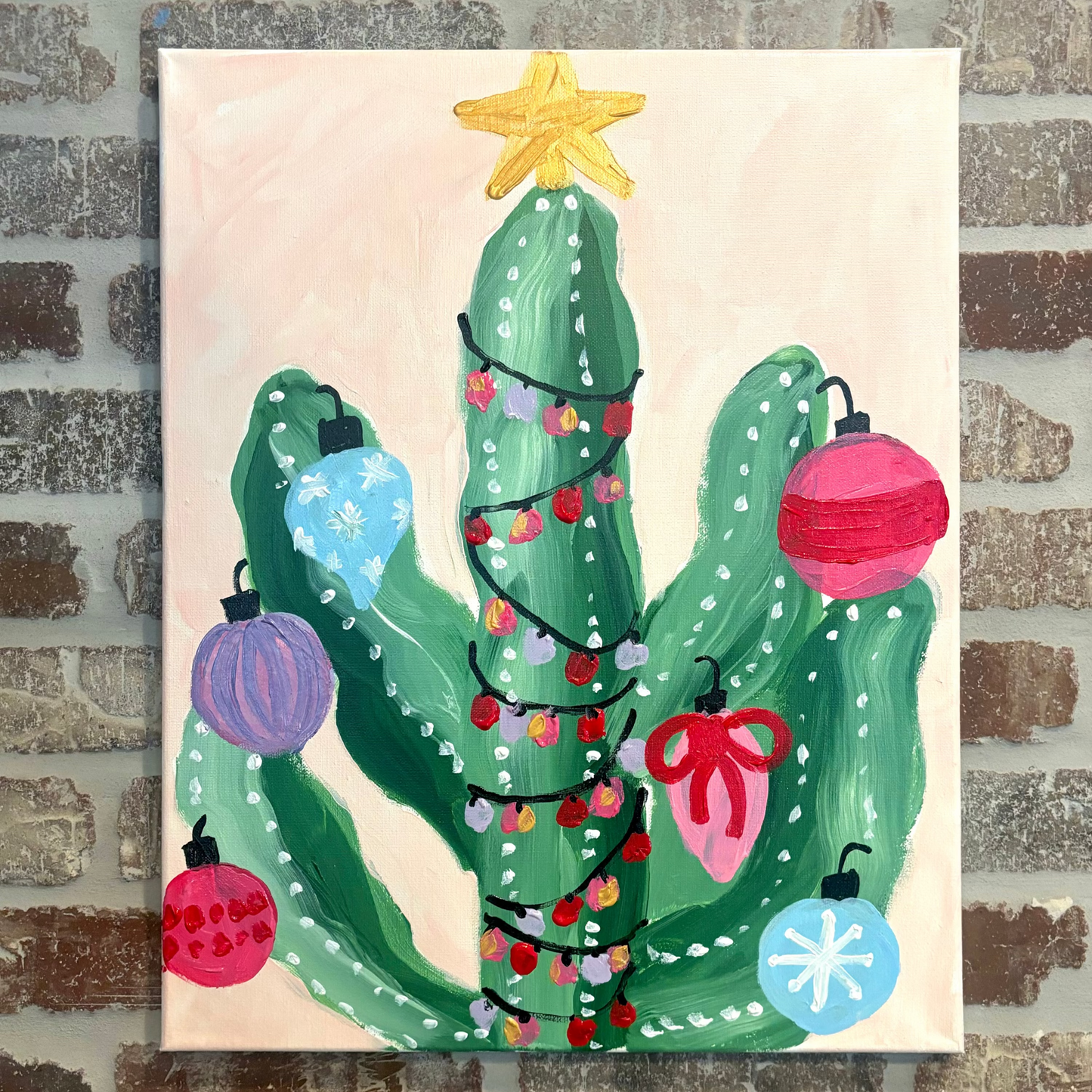 Christmas Cactus Canvas Class - Friday, November 28th - 6:30-8:30PM