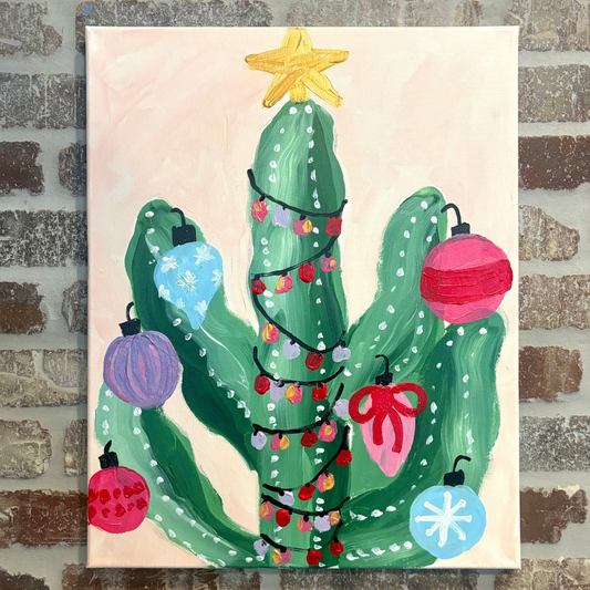 Christmas Cactus Canvas Class - Friday, November 28th - 6:30-8:30PM