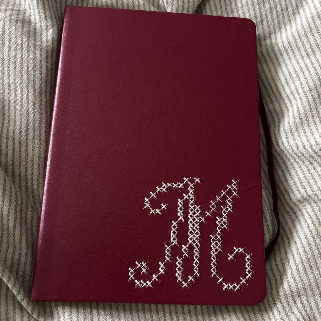 Cross Stitch Monogram Journal Class - Sunday August 23rd 3:30-5:30PM