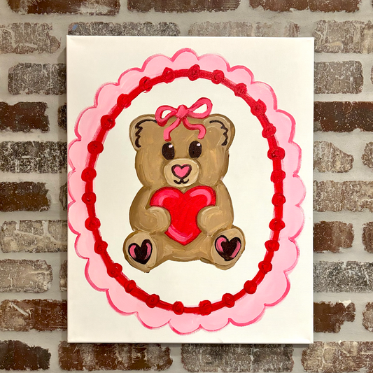Valentine Teddy Canvas Class - Saturday, February 7th - 3:30-5:30PM